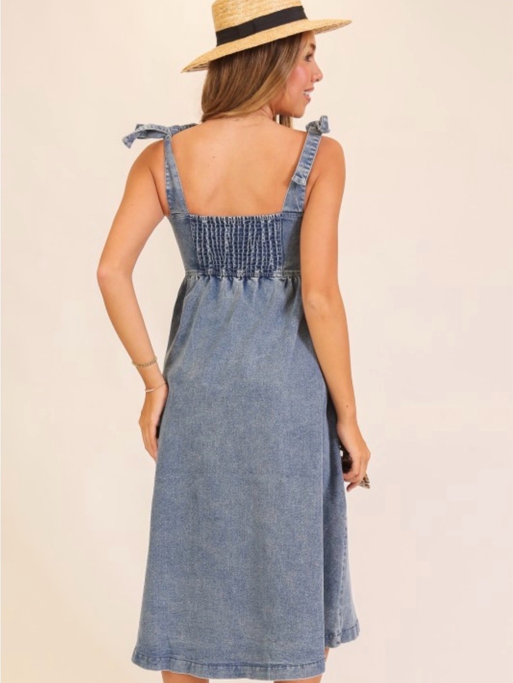 Light Wash Denim A-Line Dress - Picture 4 of 13